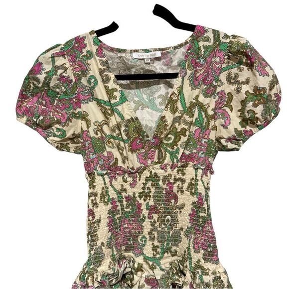 Anthropologie Love The Label Veronika Floral Puff Sleeve Dress in Brandyvine - Picture 3 of 7